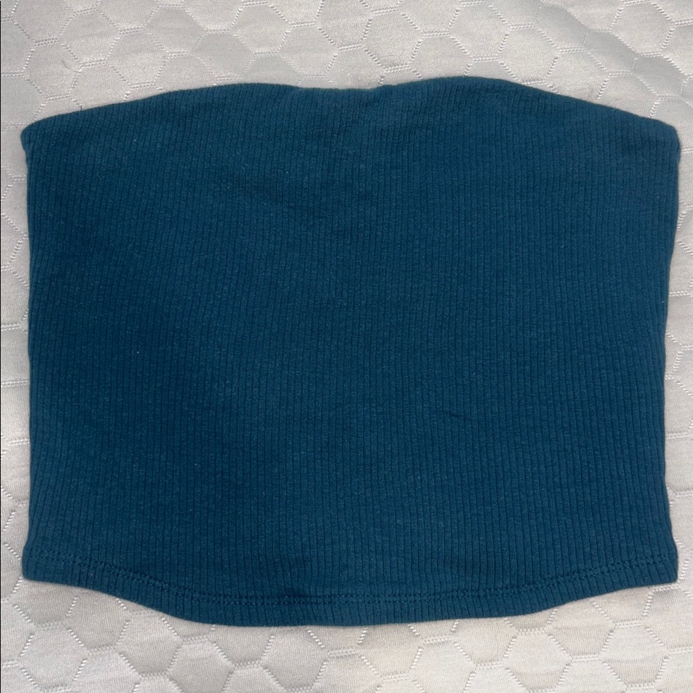 SOLD Dark Teal ribbed DOUBLE LINED tube top from Garage